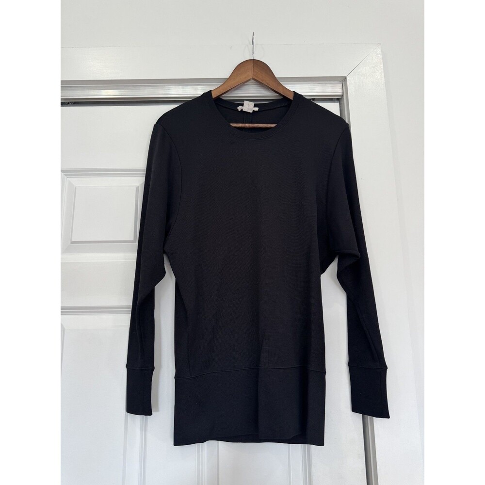 Helmut Lang Womens S Black Long Sleeve Rib T-Shirt Stretch Athletic Jersey USA